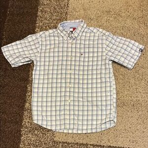 Tommy Hilfiger Blue and White Plaid Button Down Shirt